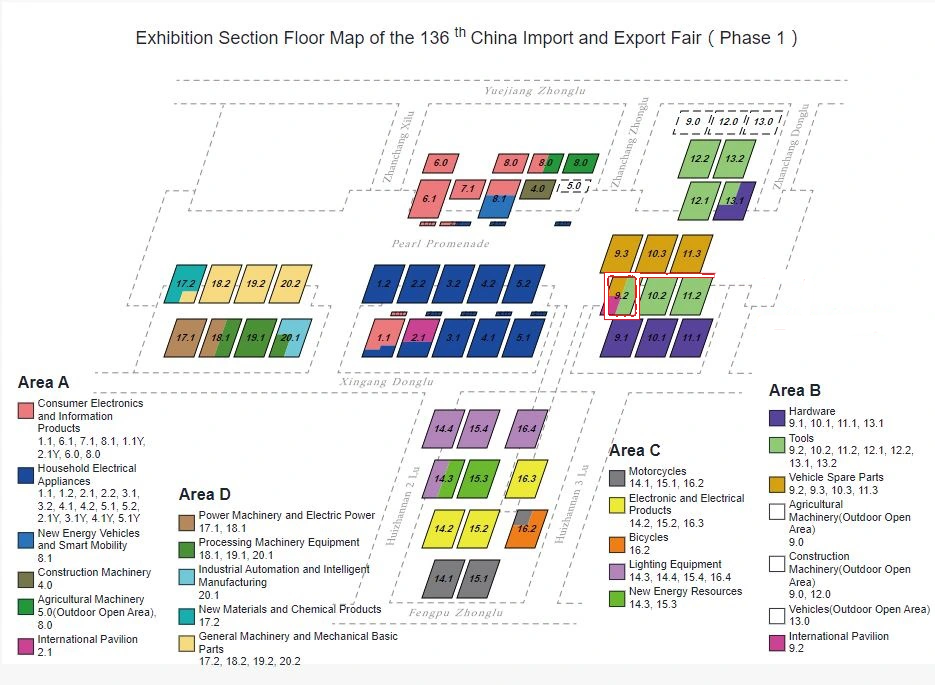 نقشه فاز اول نمایشگاه canton fair